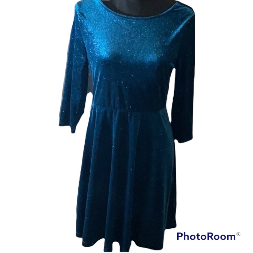 Velour teal sparkly dress
